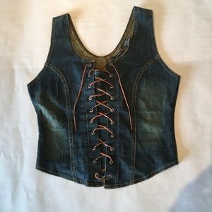 Denim Lace-Up Vest